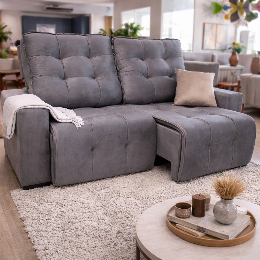 Sofá Liverpool 3 Lugares Retrátil e Reclinável com Molas Ensacadas e Pillow 2m