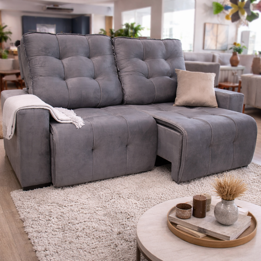 Sofá Liverpool 3 Lugares Retrátil e Reclinável com Molas Ensacadas e Pillow 2m