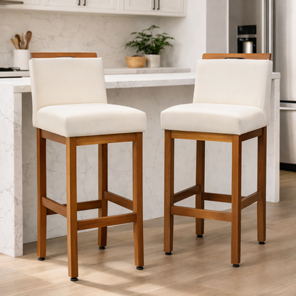 Kit 2 Banquetas Alta Safira Linho 104cm – Apoio para Pés