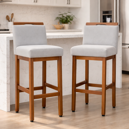 Kit 2 Banquetas Alta Safira Linho 104cm – Apoio para Pés