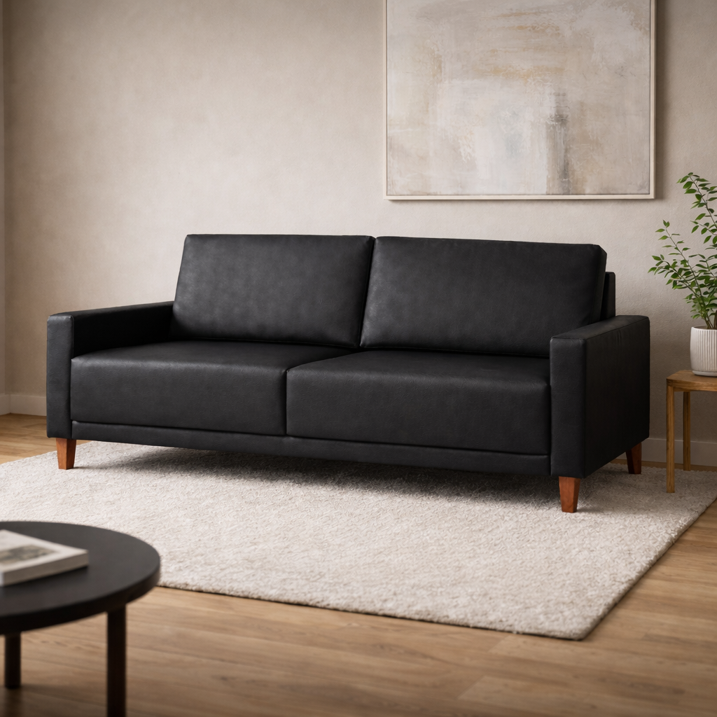 Sofá Sorento 2 Metros em Corino 3 Lugares Estrutura em Madeira de Eucalipto