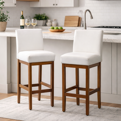 Kit 2 Banquetas Alta Jade Linho – Encosto Estofado