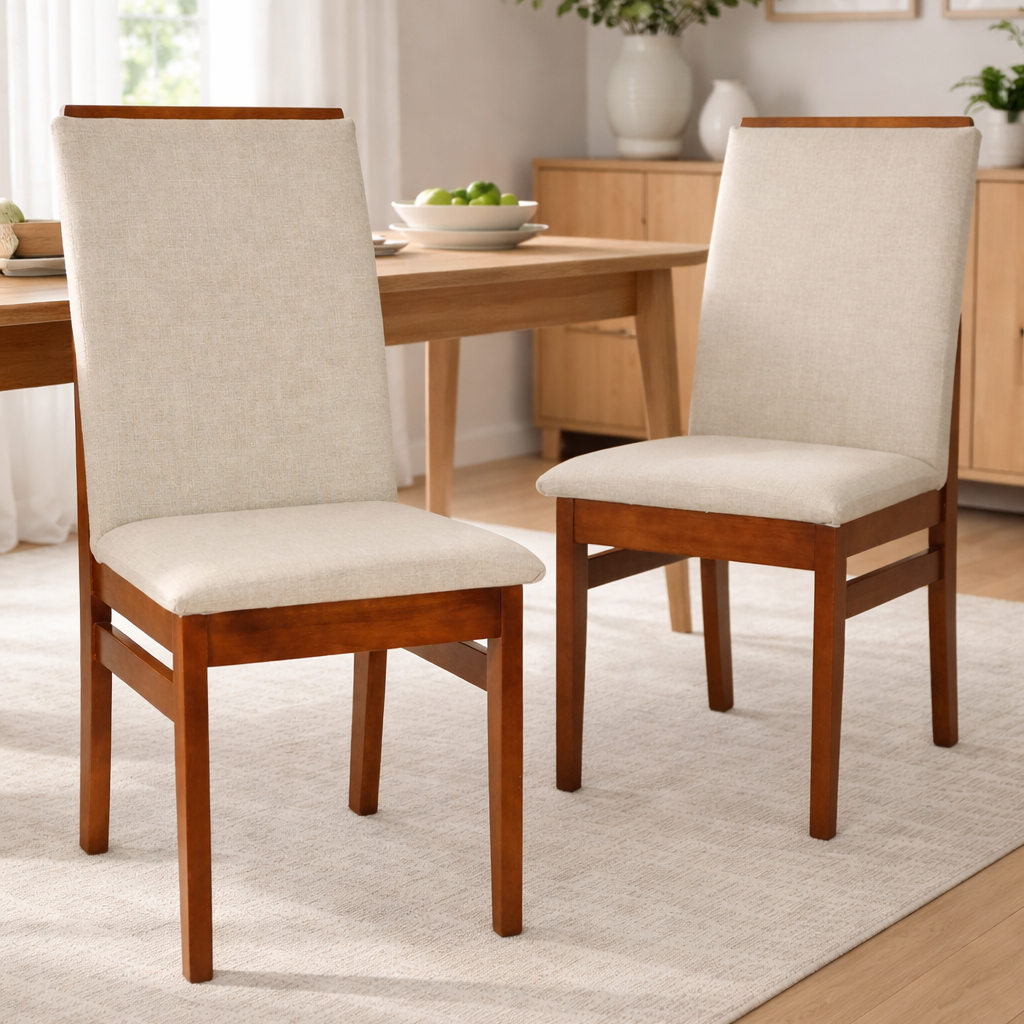 Kit 2 Cadeiras Veneza Linho – Estrutura em Madeira Maciça