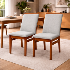 Kit 2 Cadeiras Veneza Linho – Estrutura em Madeira Maciça