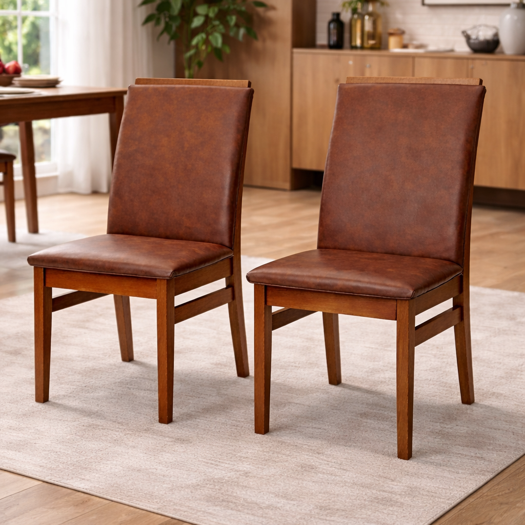 Kit 2 Cadeiras Veneza Corino – Estrutura em Madeira Maciça