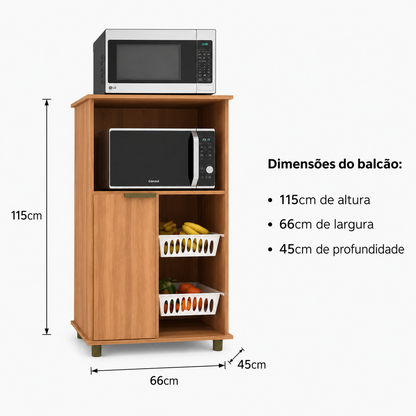 Balcão Fruteira para Forno e Micro-ondas com 2 Cestos 66 cm - imagem 3