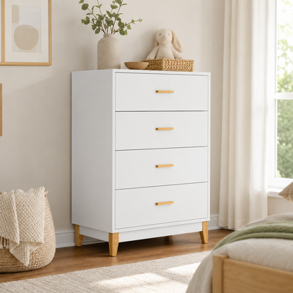 Cômoda 4 Gavetas com Corrediças Metálicas e Pés de Madeira 70 cm - imagem 9