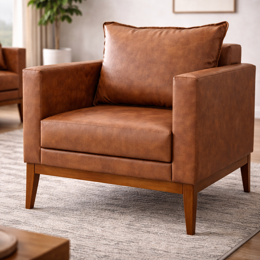 Poltrona Classic Corino – Estrutura em Eucalipto