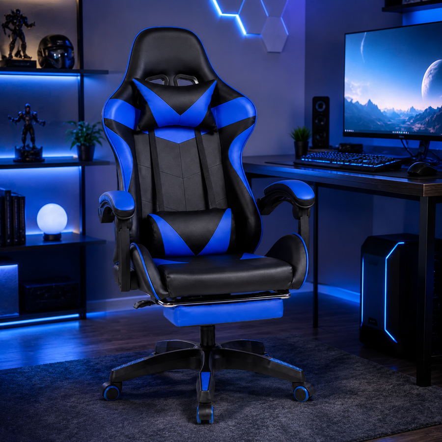 Cadeira Gamer Ergonômica com Apoio para os Pés e Encosto Alto