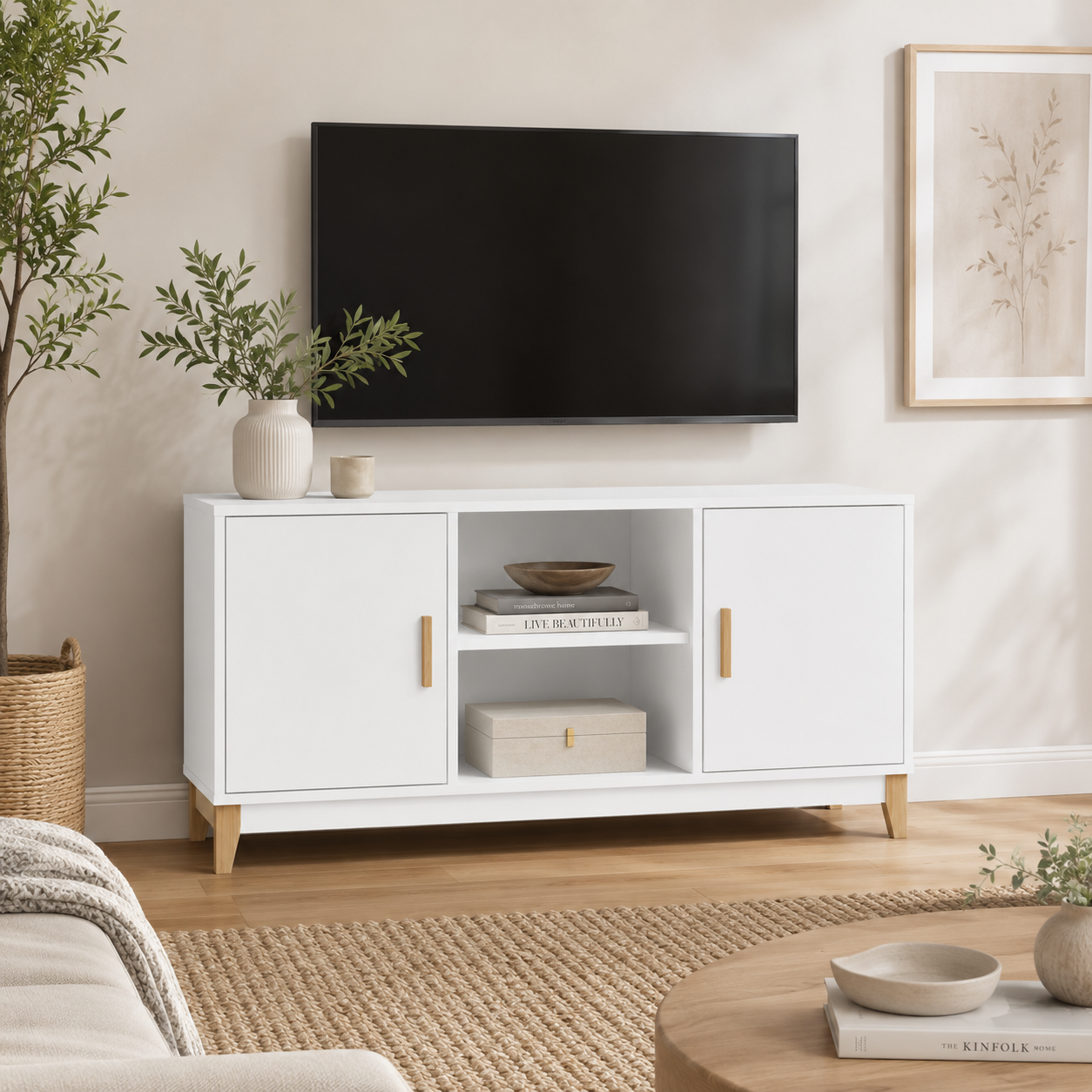 Rack Legno LE6011 Branco com 2 Portas e Nichos