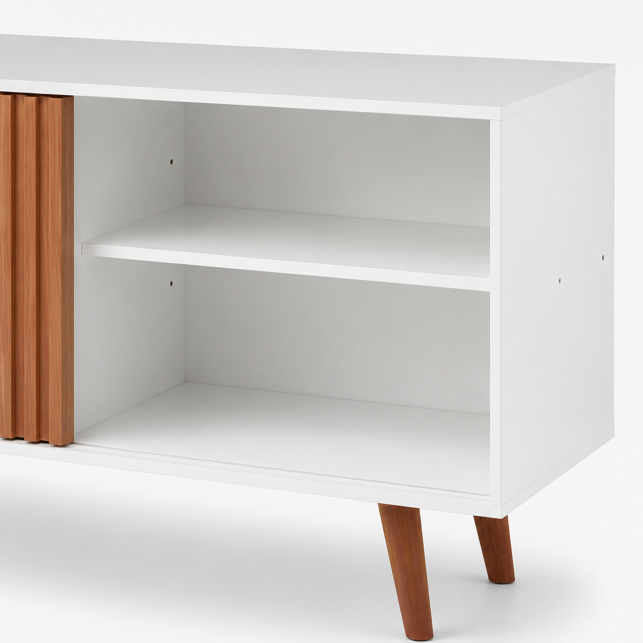 Rack San Diego para TV Sala Moderno com Porta Ripado Nichos e Pés Palito