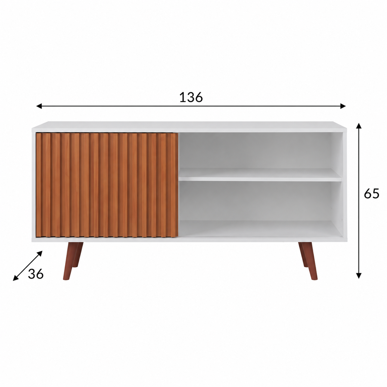 Rack San Diego para TV Sala Moderno com Porta Ripado Nichos e Pés Palito
