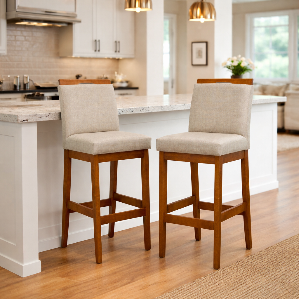 Kit 2 Banquetas Rubi Estofada – Estrutura em Madeira