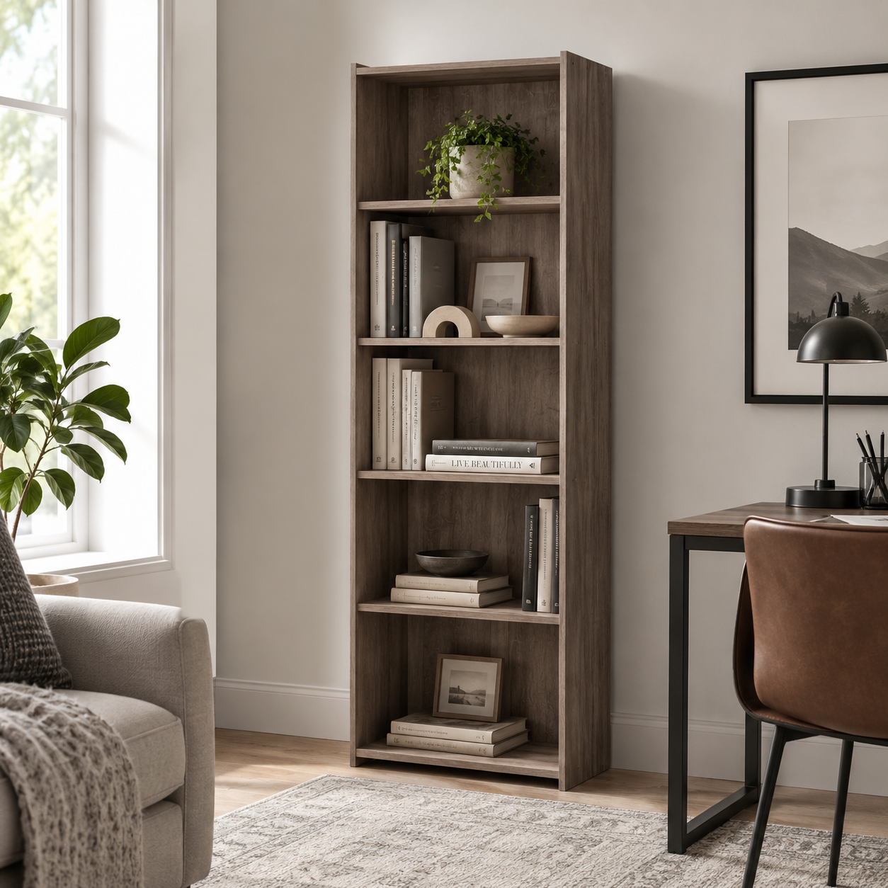 Estante Alta Livreiro com 5 Nichos e 4 Prateleiras 70x182 cm - imagem 1