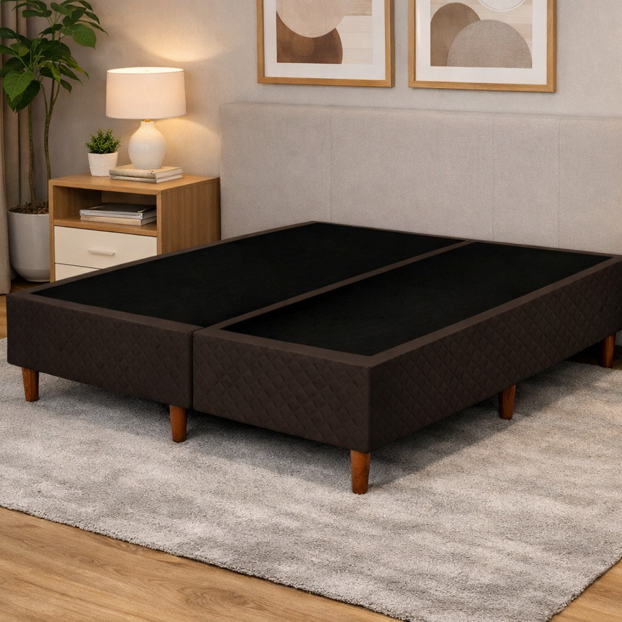 Cama Box Queen 158x198 Suede – Base Antiderrapante