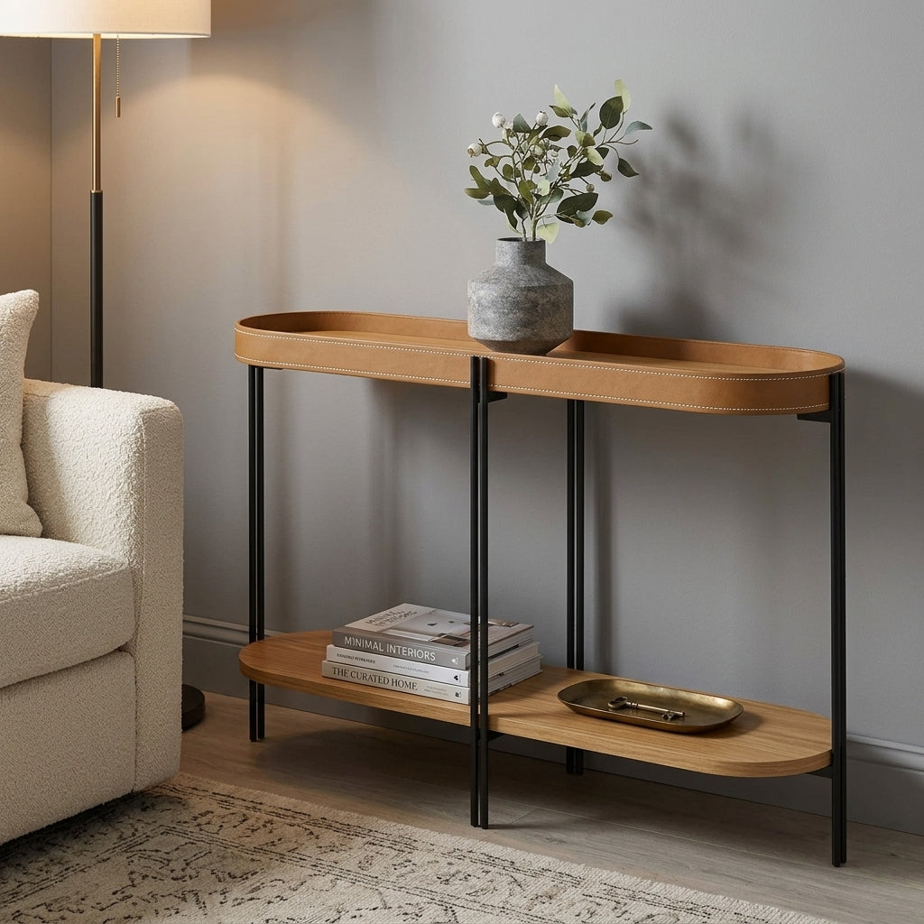Aparador Monaco 139 cm em MDF, MDP e Aço com Couro Ecológico ambientado na sala