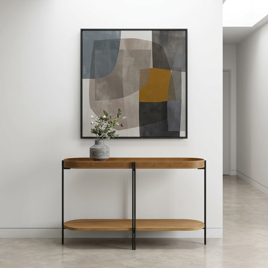 Aparador Monaco 139 cm em MDF, MDP e Aço com Couro Ecológico ambientado no hall de entrada