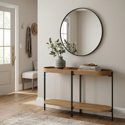 Aparador Monaco 139 cm em MDF, MDP e Aço com Couro Ecológico ambientado no hall de entrada