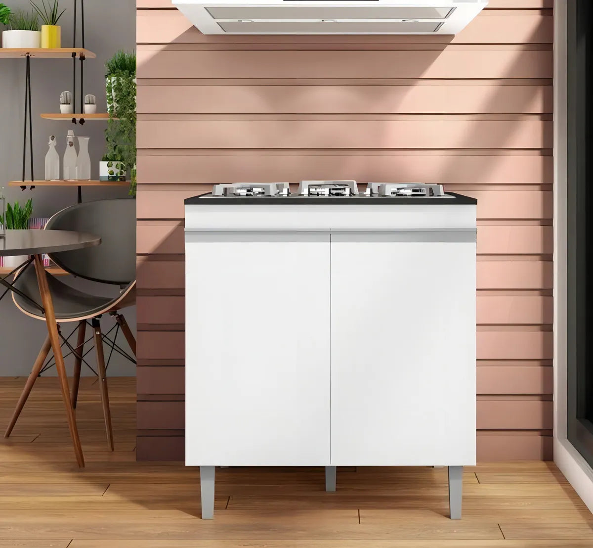 Balcão para Cooktop 80cm com Tampo Recortado para 4 e 5 Bocas Cozinha Moderna