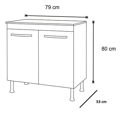 Balcão para Cooktop 80cm com Tampo Recortado para 4 e 5 Bocas Cozinha Moderna