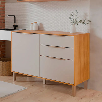 Balcão de Cozinha 120cm Sem Tampo com 2 Gavetas Corrediça Telescópica e Pés Reguláveis Divina