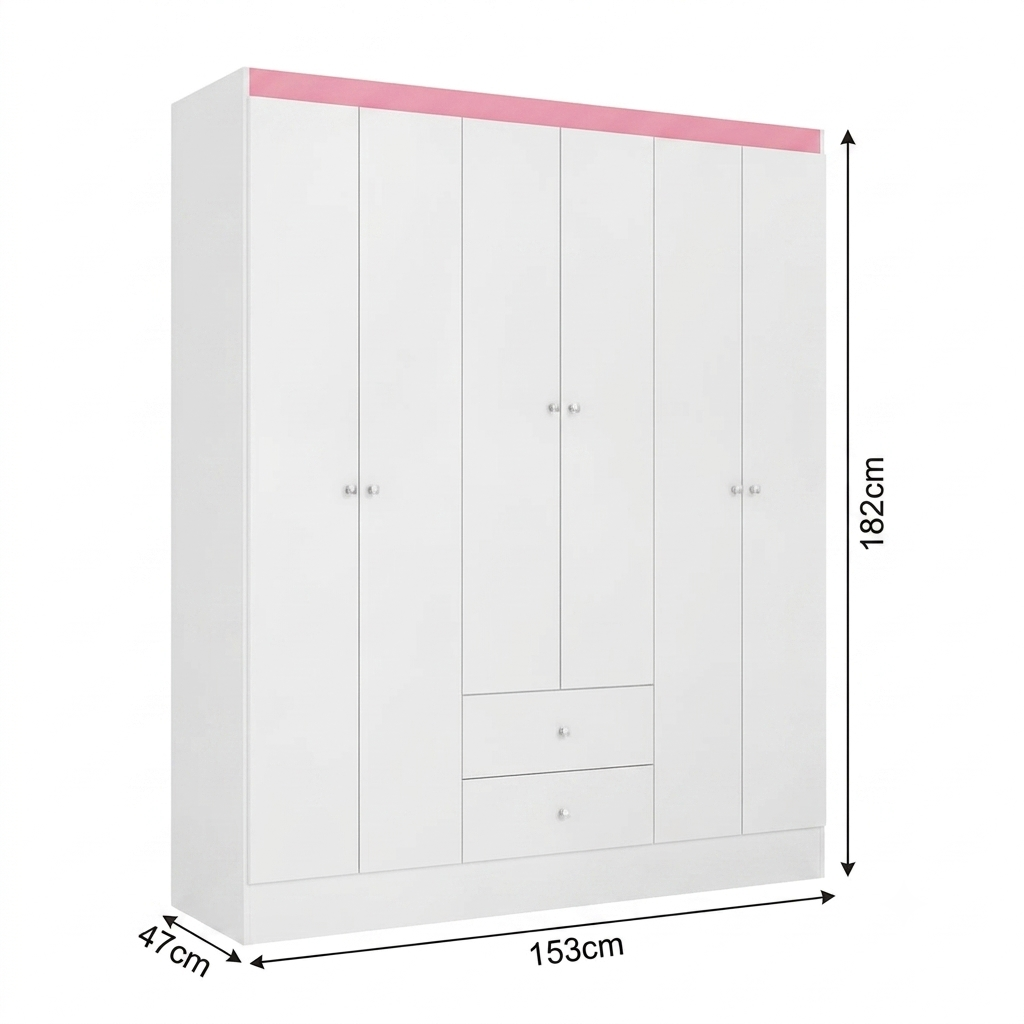 Guarda-Roupa Astro THB com 6 Portas e 2 Gavetas
