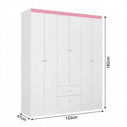 Guarda-Roupa Astro THB com 6 Portas e 2 Gavetas
