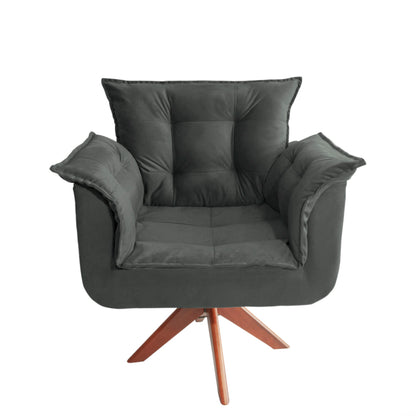 Poltrona Silícia Giratória Deluxe – Estrutura em Eucalipto