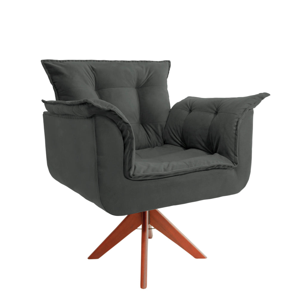 Poltrona Silícia Giratória Deluxe – Estrutura em Eucalipto