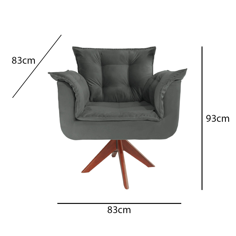 Poltrona Silícia Giratória Deluxe – Estrutura em Eucalipto