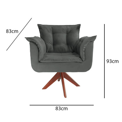 Poltrona Silícia Giratória Deluxe – Estrutura em Eucalipto