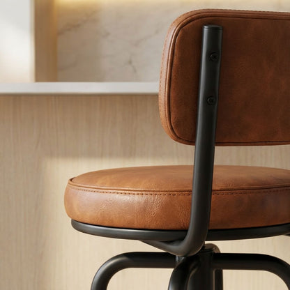 Kit 2 Banquetas Altas Giratórias Nala em aço com descanso de pés, ideal para cozinha, bancada e área gourmet