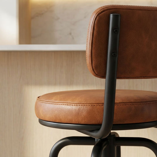 Kit 2 Banquetas Altas Giratórias Nala em aço com descanso de pés, ideal para cozinha, bancada e área gourmet