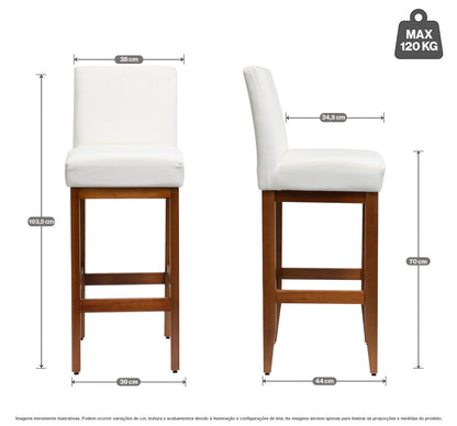 Kit 2 Banquetas Alta Jade Linho – Encosto Estofado