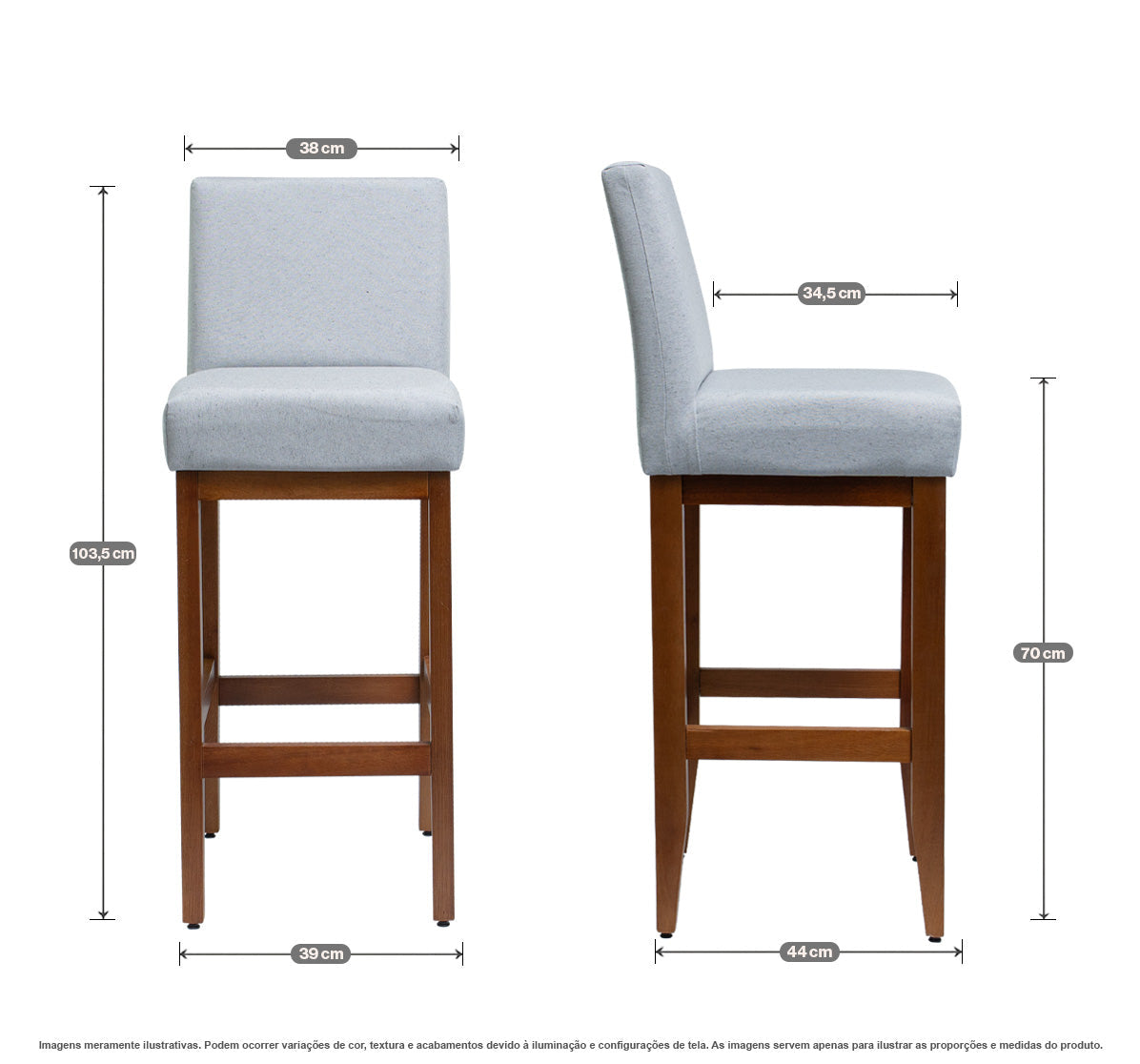 Kit 2 Banquetas Alta Jade Linho – Encosto Estofado