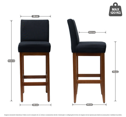 Kit 2 Banquetas Alta Jade Linho – Encosto Estofado