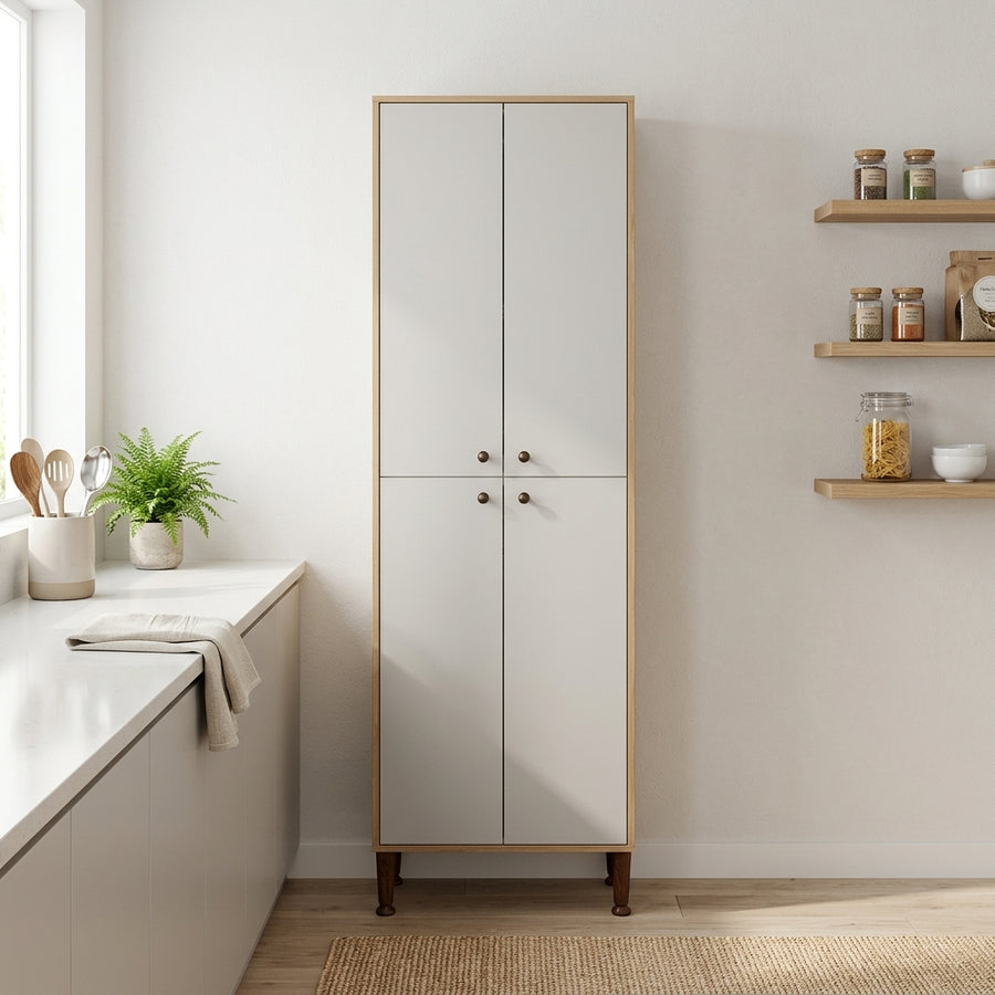Paneleiro Torino 4 Portas com Prateleiras e Pés Reguláveis 220cm
