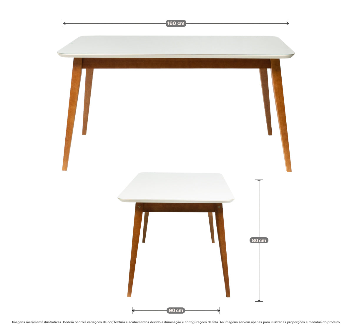 Mesa de Jantar 6 Lugares em Madeira com Tampo de Vidro