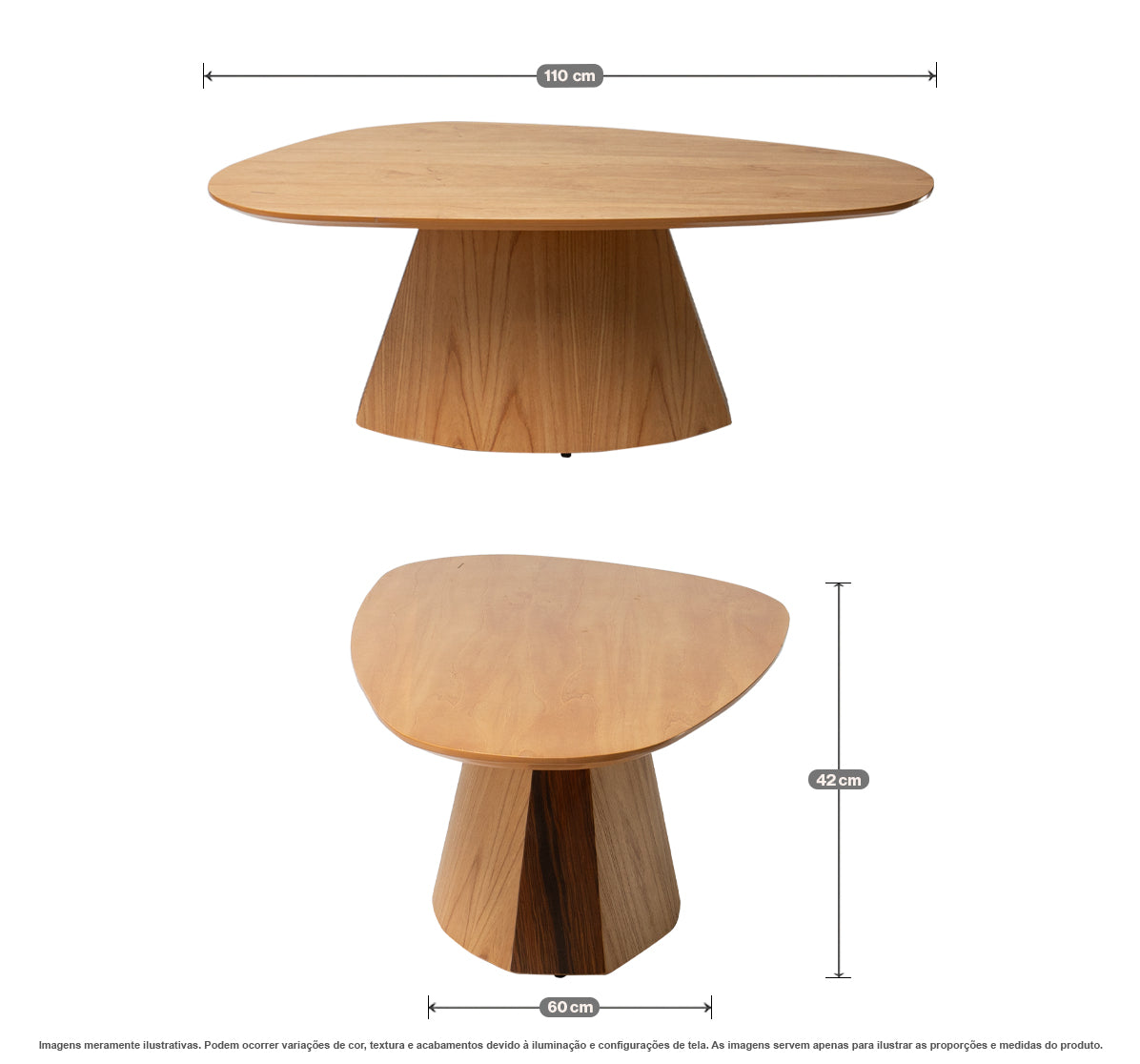 Mesa Central Organica de Madeira Para Sala de Estar