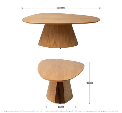 Mesa Central Organica de Madeira Para Sala de Estar