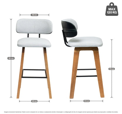 Kit 2 Banquetas Alta Aurora Estofada – Encosto Anatômico