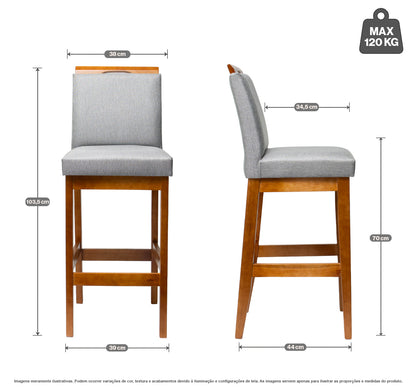 Kit 2 Banquetas Rubi Estofada – Estrutura em Madeira