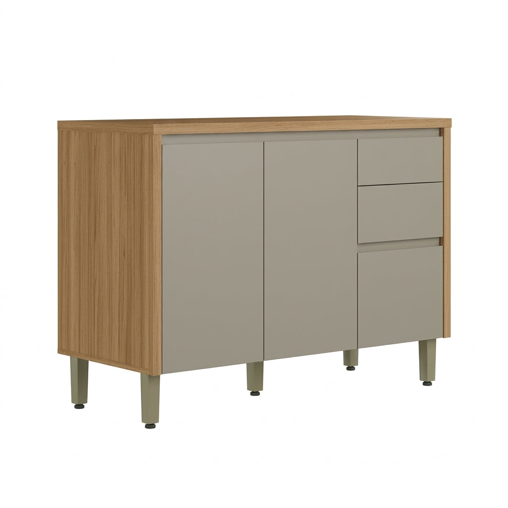 Balcão de Pia Allure 120 cm 100% MDF 2 Portas e 3 Gavetas