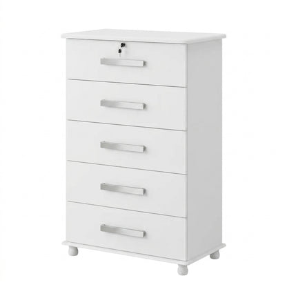 Cômoda Carrara 5 Gavetas com Chave e Corrediças Telescópicas