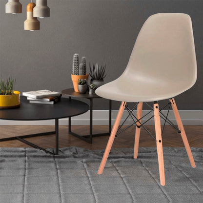 Cadeira Eifel Design Moderno em Polipropileno com Base de Madeira de Faia e Estrutura Metálica – 81x46 cm