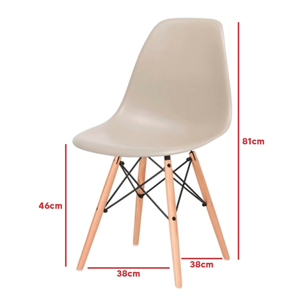 Cadeira Eifel Design Moderno em Polipropileno com Base de Madeira de Faia e Estrutura Metálica – 81x46 cm
