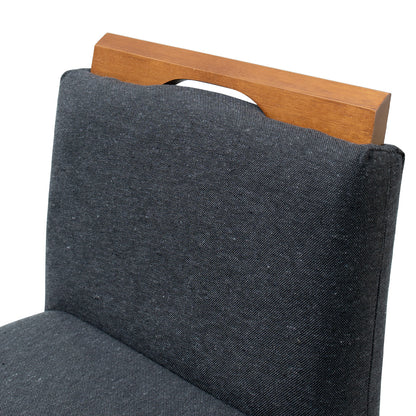 Kit 2 Banquetas Safira com Assento Estofado em Tecido Linho e Estrutura de Madeira Maciça – Com Encosto e Apoio para os Pés, Altura 91,5 cm para Bancadas Baixas