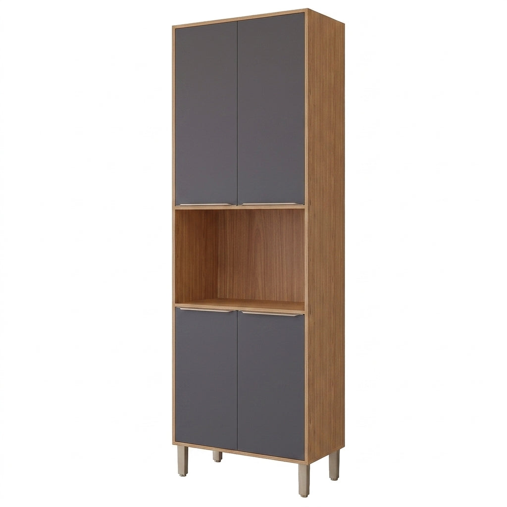 Paneleiro Torre Quente 70 cm 4 Portas 100% MDF com Nicho para Forno