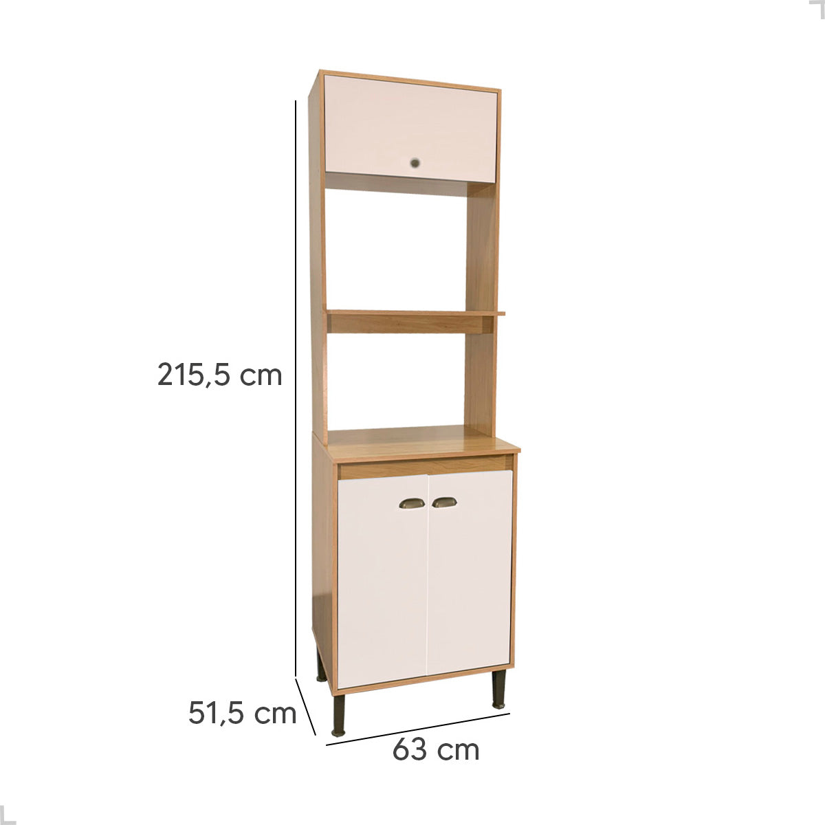 Torre Quente Movelbento MB 1032 215cm — Estrutura em MDP 15mm com Pintura UV, Espaço para Forno e Micro-ondas e Porta Basculante com Pistão a Gás para Cozinha Organizada