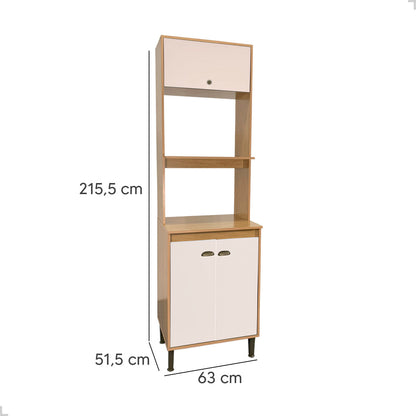 Torre Quente Movelbento MB 1032 215cm — Estrutura em MDP 15mm com Pintura UV, Espaço para Forno e Micro-ondas e Porta Basculante com Pistão a Gás para Cozinha Organizada